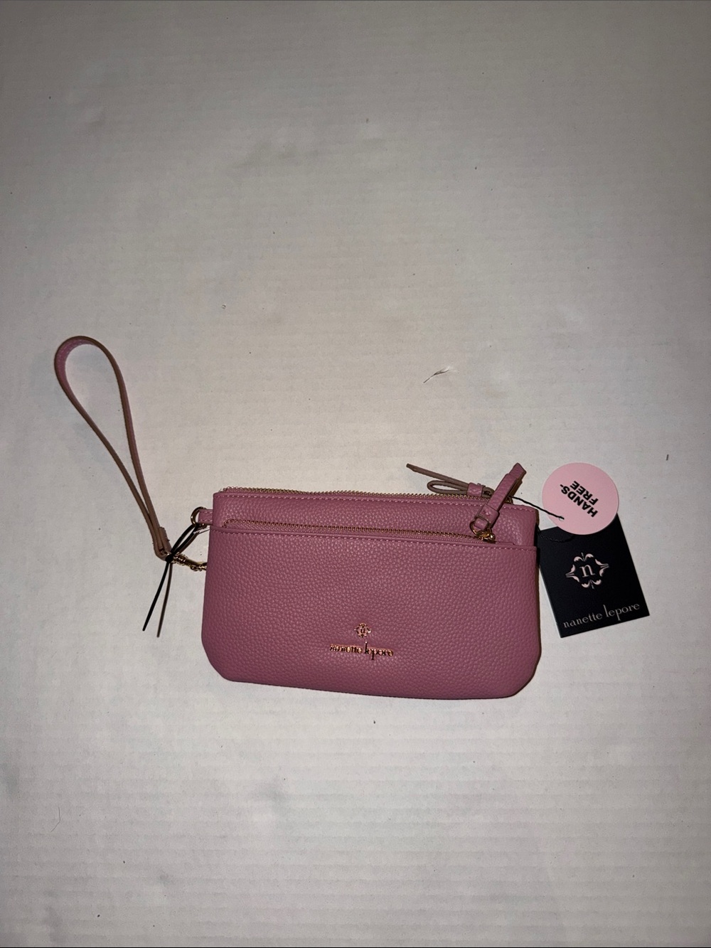 Nanette Lepore Dusty Rose Pebbled Wristlet Clutch